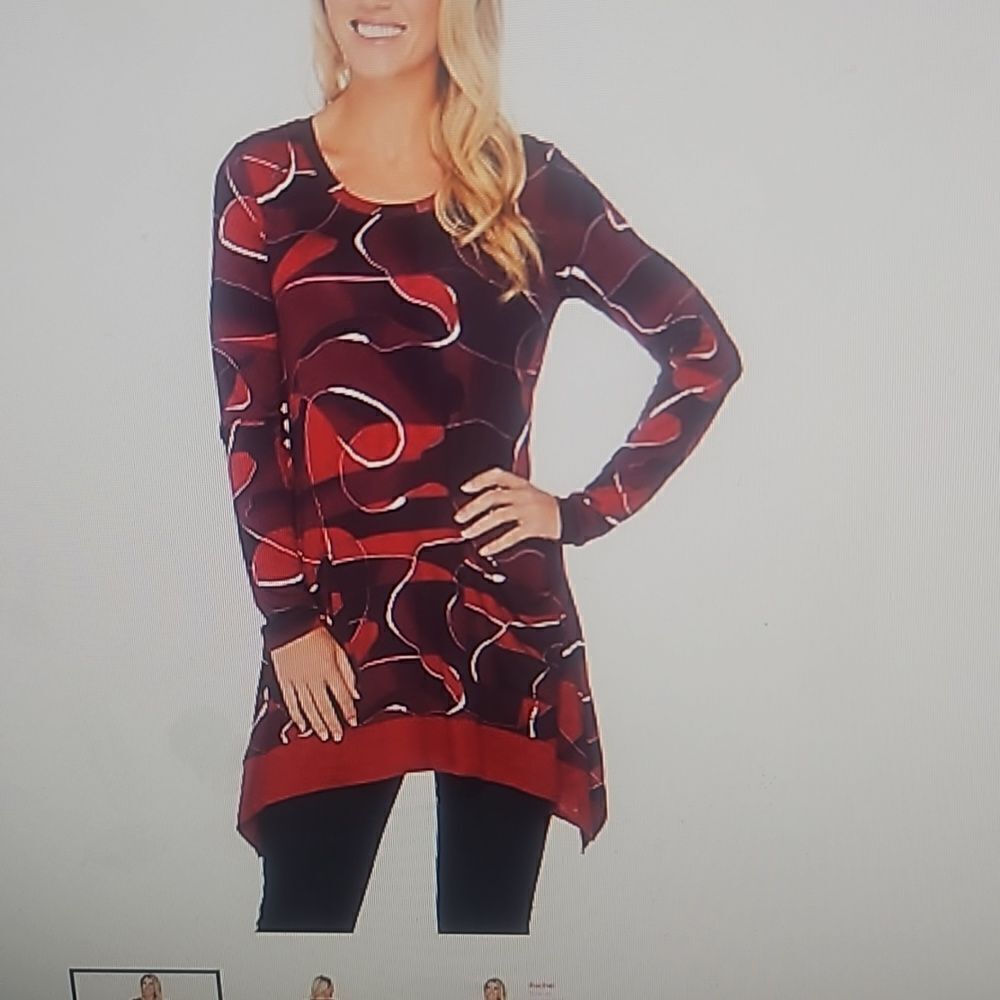 LOGO BY LORI GOLDSTEIN PRINTED KNIT TOP L